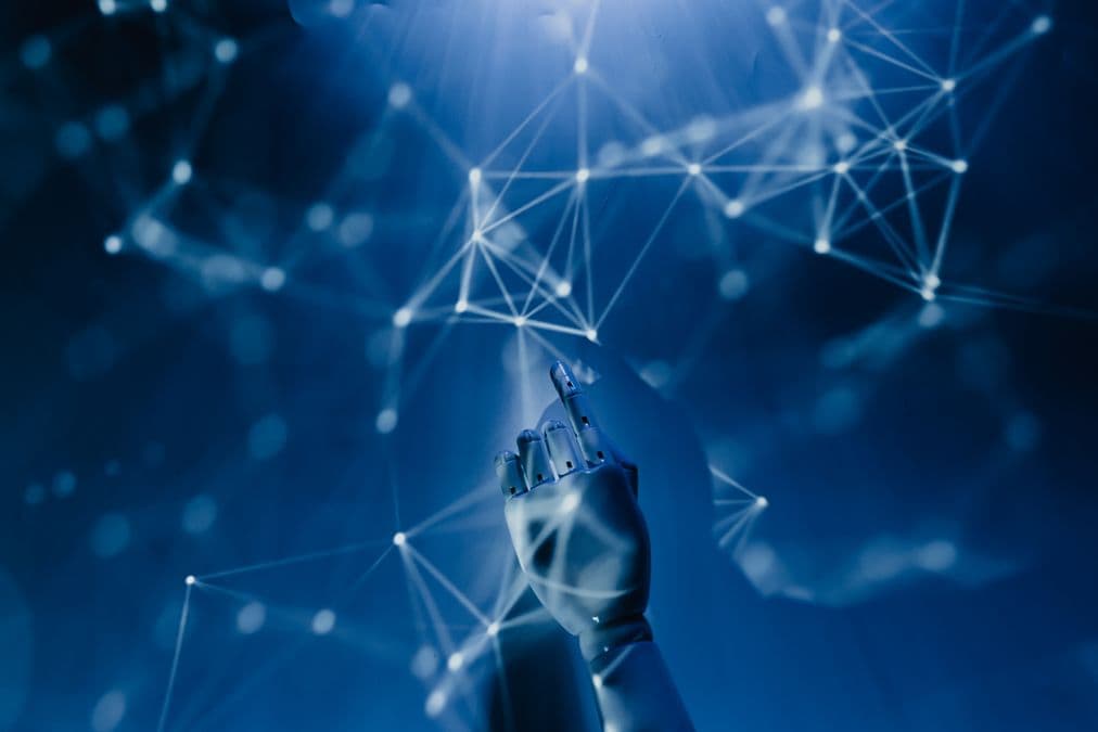 Abstract artificial intelligence network representing the rise of AI patent search tools