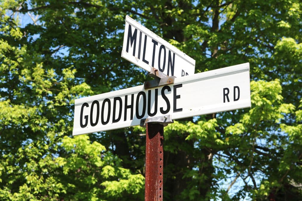 A signpost at a crossroads representing the choice between patentability and freedom to operate